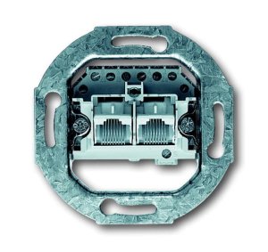Busch-Jäger 0214 Unterputz-Einsätze, Datenkommunikation, UAE-Anschlussdose, Kat. 3, 2-fach, 8/8-polig, (0230-0-0235)