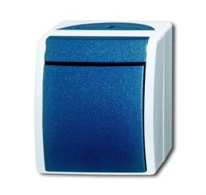 Busch-Jäger 2601/2 W-53 ocean® (IP 44), Schalter/Taster, Wippschalter (Wechselschalter), 2-polig, grau/blaugrün (1085-0-1605)