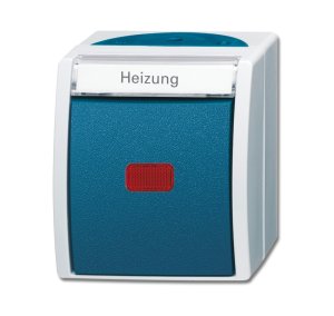 Busch-Jäger 2601/2 SKWNH-53 ocean® (IP 44), Schalter/Taster, Heizung-Notschalter mit Aufdruck, 2-polig, grau/blaugrün (1085-0-1610)