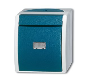 Busch-Jäger 2601/6 WGL-53 ocean® (IP 44), Schalter/Taster, Wippschalter mit Beleuchtung, grau/blaugrün (1085-0-1613)