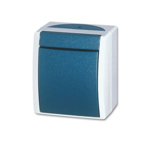 Busch-Jäger 2601/6 W-53 ocean® (IP 44), Schalter/Taster, Wippschalter (Wechselschalter), grau/blaugrün (1085-0-1603)