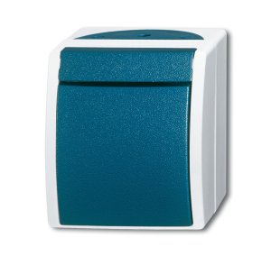 Busch-Jäger 2601/7 W-53 ocean® (IP 44), Schalter/Taster, Wippschalter (Kreuzschalter), grau/blaugrün (1085-0-1604)