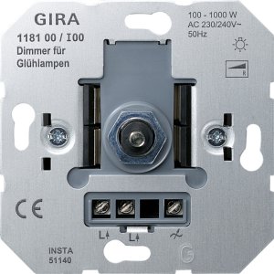 Gira 118100 Dimmer DruckWechsel Gluehlampe 100-1000W Einsatz